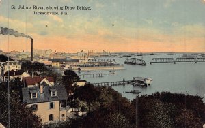 JACKSONVILLE FLORIDA~ST JOHNS RIVER-OPEN DRAW BRIDGE~1910s  POSTCARD