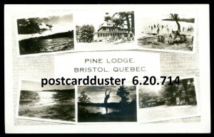 h4100 - BRISTOL Quebec 1940s Pine Lodge Multiview. Real Photo Postcard