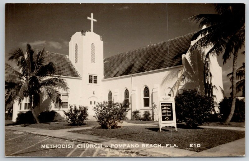 .Pompano Beach FL~Spanish Revival Architecture~Methodist Church~MYF RPPC 1950s 
