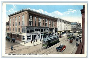 c1920 Main Street North Hampden Streetcar Springfield Massachusetts MA Postcard