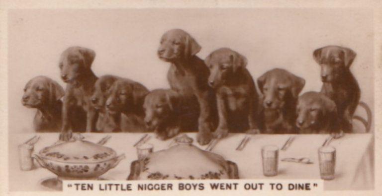 Ten Little Ni**er Dogs Dinner Party German Real Photo Dog Cigarette Card