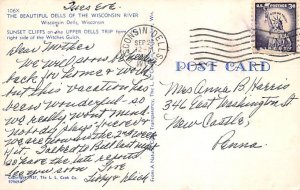 Sunset Cliff Upper Dells Trip - Wisconsin Dells, Wisconsin WI Postcard