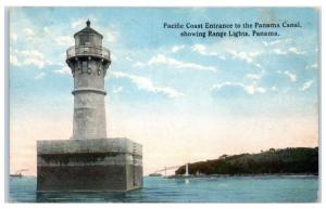 Early 1900s Pacific Coast Entrance to Panama Canal showing Range Lights Postcard