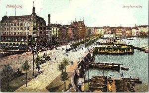 Hamburg Jungfernstieg Vintage Postcard Standard View Card 