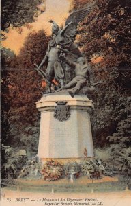 BREST FRANCE~LE MONUMENT des DEFENSEURS BRETONS~1910s TINTED PHOTO POSTCARD