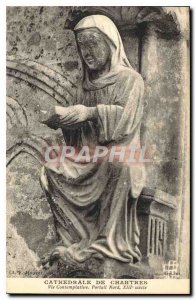 Postcard Old Cathedral of Chartres Contemplative Life North Portal XIII century