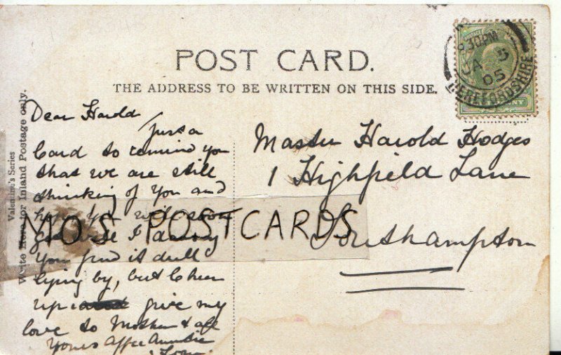 Genealogy Postcard - Harold Hodges - 1 Highfield Lane - Southampton - Ref 9229A