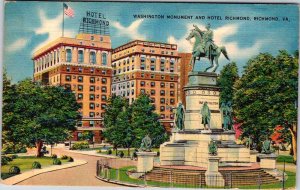 Postcard MONUMENT SCENE Richmond Virginia VA AK4372