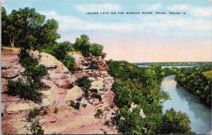Waco TX Lovers Leap on Bosque River Texas Unused Postcard H34