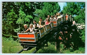 SIX FLAGS over MID AMERICA, MO ~ RIVER KING MINE TRAIN Roller Coaster Postcard