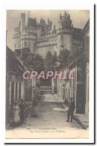 Pierrefonds Old Postcard Notre Dame Street and the castle (animated)