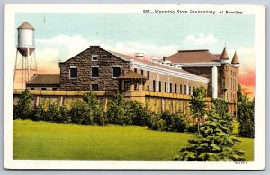 Rawlins WY~Exterior Of Wyoming State Penitentiary W/ Towers~Vintage Linen PC