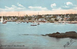 Five Islands Maine general view boats shoreline antique pc ZE686221