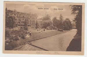 P2594 1912 postcard germany baden - baden hotel minerva view with people etc