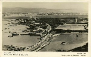 Gibraltar, North Front & Spanish Frontier (1946) RPPC Postcard