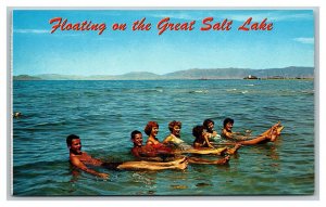 Vintage 1950's Postcard Bathers Floating on the Lake - Salt Lake City Utah