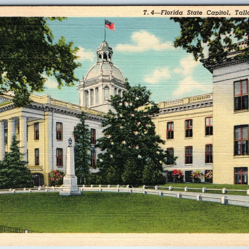 1940 Tallahassee, FL Florida State Capitol Building Lawn Monument Roman PC A249