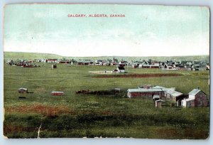 Calgary Alberta Canada Postcard Green Fields Buildings 1909 Posted Antique