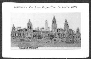 ST. LOUIS WORLD'S FAIR EXPO PALACE OF MACHINERY SILK NOVELTY POSTCARD (1904)!!!