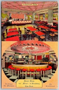 Vtg New York City NY Hotel Dixie Plantation Room Dixie Bar & Terrace Postcard