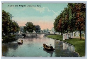 c1910 Boat Scene Lagoon and Bridge In Kennywood Park, West Miffin PA Postcard