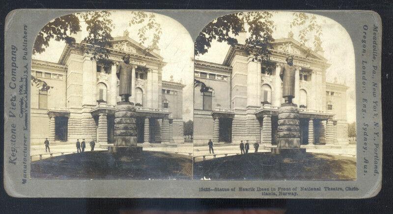 REAL PHOTO CHRISTIANA NORWAY NORGE NATIONAL THEATRE STEREOVIEW CARD