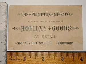 c1880s Hartford, CT Plimpton Holiday Open House Trade Card Christmas Asylum C53