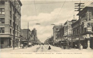 Vintage Postcard Houston Street North of Ninth St. Fort Worth TX Street Scene