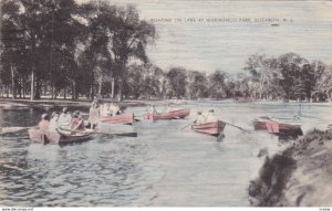 ELIZABETH, New Jersey, PU-1939; Boating on Lake at Warinanco Park
