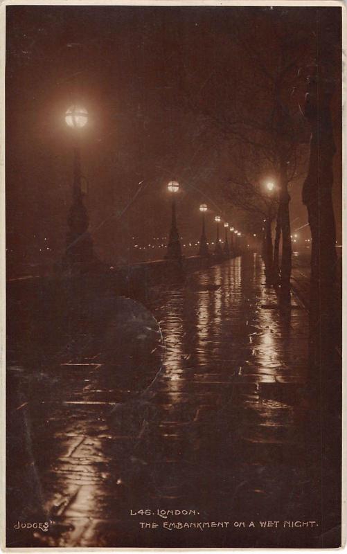BR69473  a embankment on a wet night   london   uk judges L 46  real photo