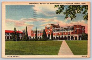 Houston Texas~Rice Inst Grounds~Admin~Physics Bldg~Collegiate~Linen 1954 PC