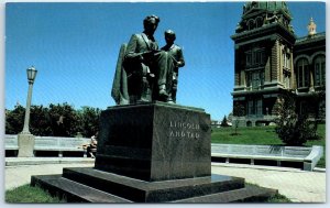 M-58124 President Lincoln and son Tad statue on Iowa's Capitol Grounds Des Mo...