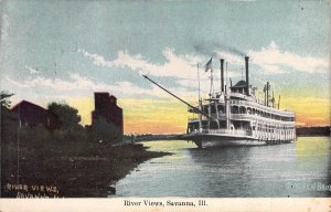 c.'09, Old Steamboat,MSG,  Savanna, IL,Mississippi River, Old Post Card