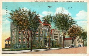 Vintage Postcard 1920's View of Public Library Madison Ave. Toledo Ohio OH