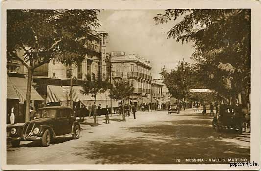 Messina Italy Street Vue Old Cars RPPC Postcard