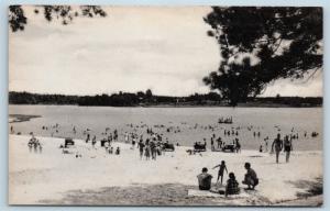 Postcard GA Lake Acworth Bathing Beach Scene Vintage Linen N14