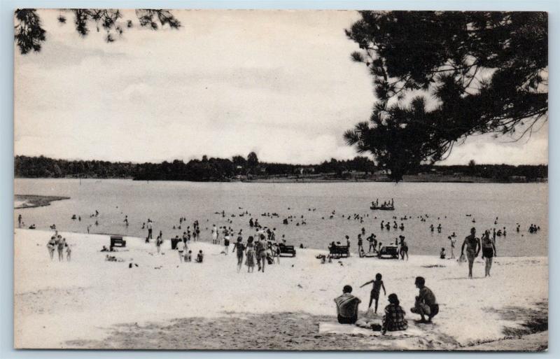 Postcard GA Lake Acworth Bathing Beach Scene Vintage Linen N14