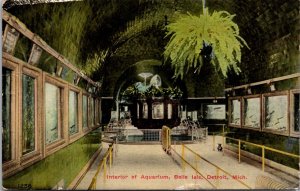 Postcard Interior of Aquarium at Belle Isle in Detroit, Michigan