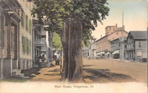 Vergennes Vermont Main Street Scene Trees Antique Postcard K13222