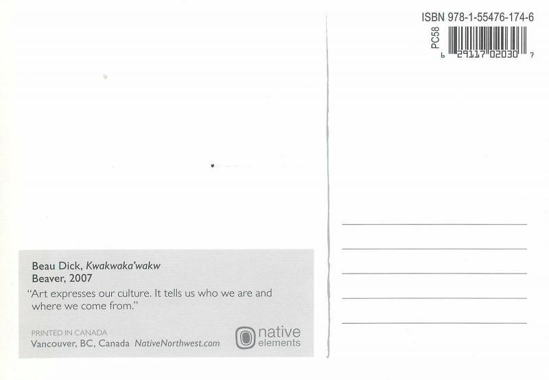 Art by native artists postcard Beau Dick - Beaver