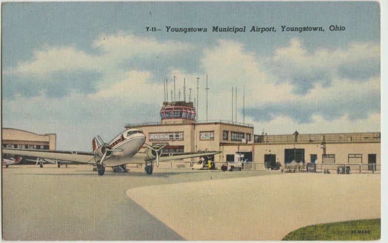  OH Youngstown 1953 Municipal Airport Postcard 