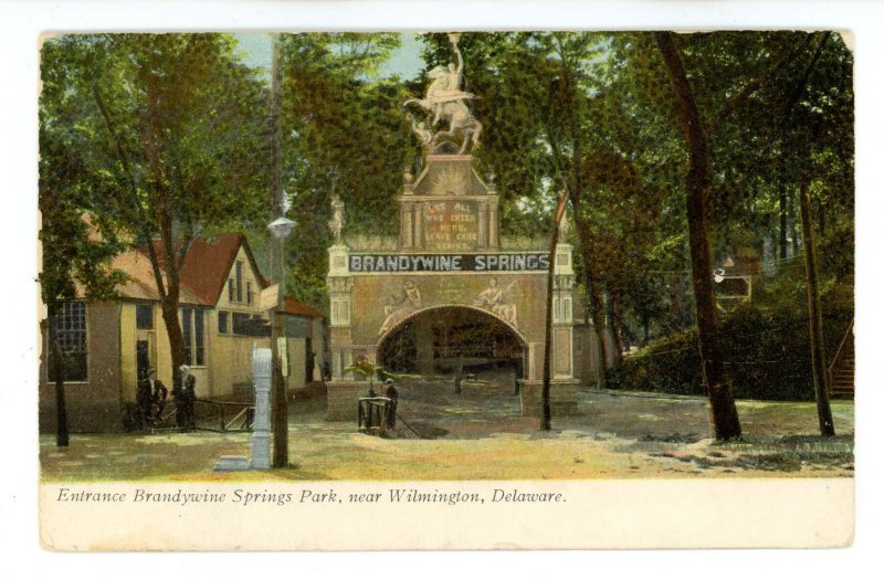 DE - Wilmington. Brandywine Springs Park, Entrance ca 1907