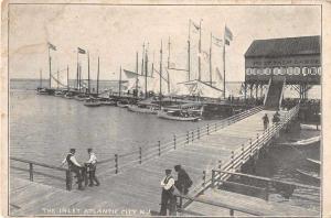 Atlantic City New Jersey The Inlet Boat Docks Antique Postcard J55178