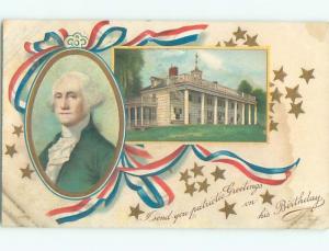 Pre-Linen Patriotic GEORGE WASHINGTON AND MOUNT VERNON AC0728