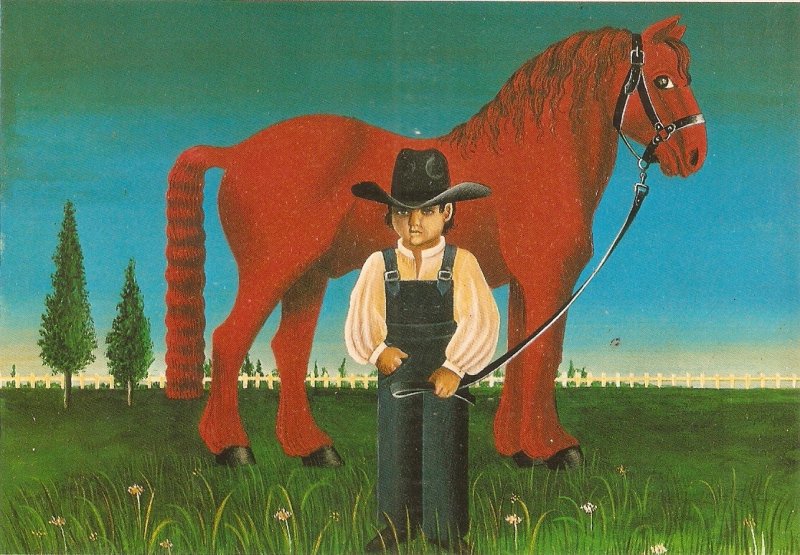 Keleck. Le Poney Rouge. The Red Poney Nice French postcard. Continental size