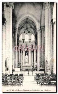 Old Postcard Airvault (Deux Sevres) Interior of I Church