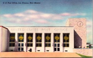 Linen Postcard United States Post Office in Los Alamos, New Mexico
