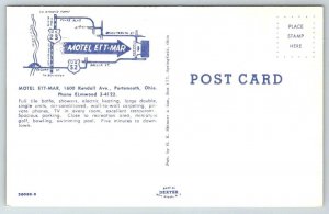 Portsmouth  Ohio  Motel Ett-Mar   Postcard