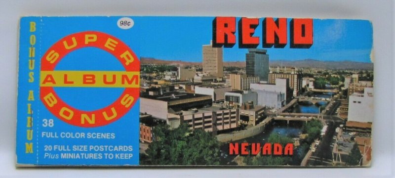 1960's Reno Nevada Vintage Postcard Album 20 Standard View Cards 