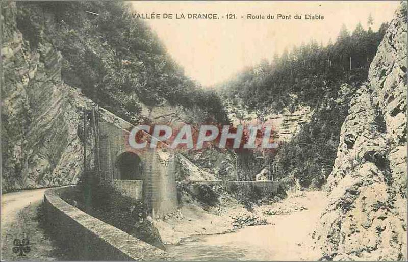 Old Postcard Vallee de Drance Road Devil's Bridge